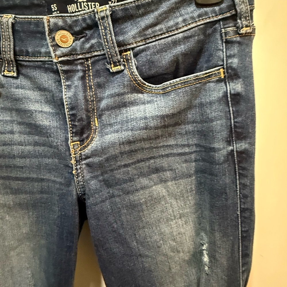 Hollister Dark Blue Distressed Flare Jeans - Picture 6 of 13